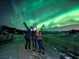 Aurore boréale et spéléologie du glacier Langjökull au départ de Reykjavík