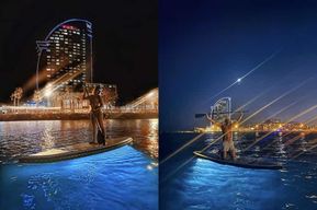 Stand Up Paddle avec des lumières professionnelles à Barcelone