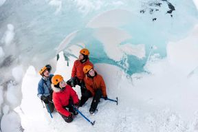 Sólheimajökull : randonnée sur le glacier de glace bleue près de Vík