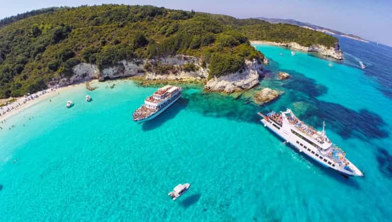 Depuis l'île de Corfou : croisière en bateau vers Antipaxos et les grottes bleues de Paxos