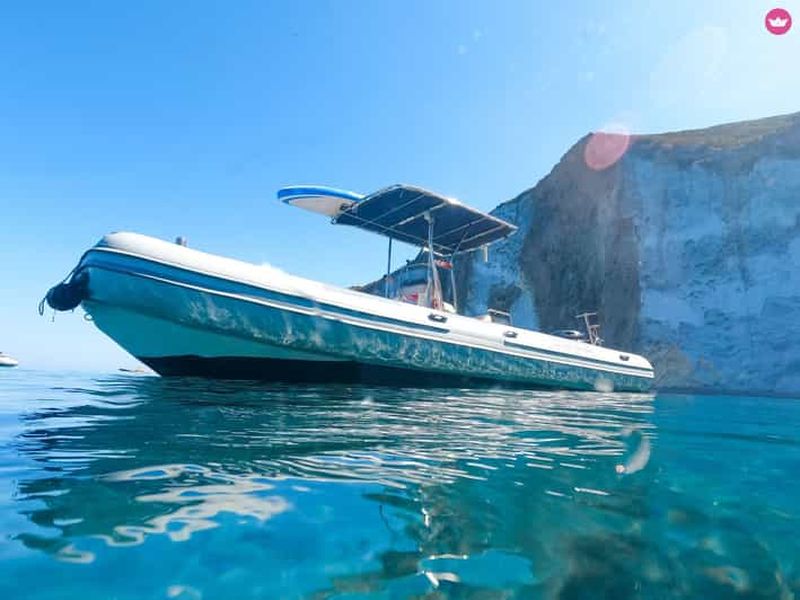 Excursion en bateau pneumatique avec plongée en apnée et toast au coucher du soleil à Ponza