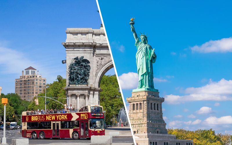Combo : Tour en bus Hop-On Hop-Off à New York + billets pour la Statue de la Liberté et Ellis Island